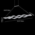 Modern Minimalist Double Loop Wave Aluminum Metal Silicone LED Island Light Chandelier for Dining Room BulbSquare
