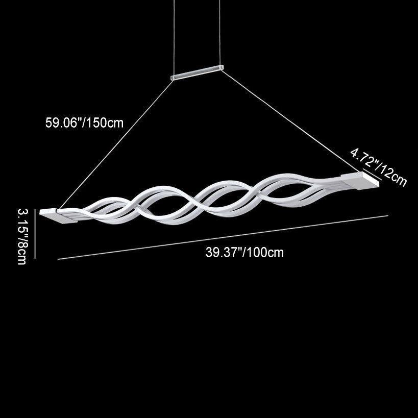 Modern Minimalist Double Loop Wave Aluminum Metal Silicone LED Island Light Chandelier for Dining Room