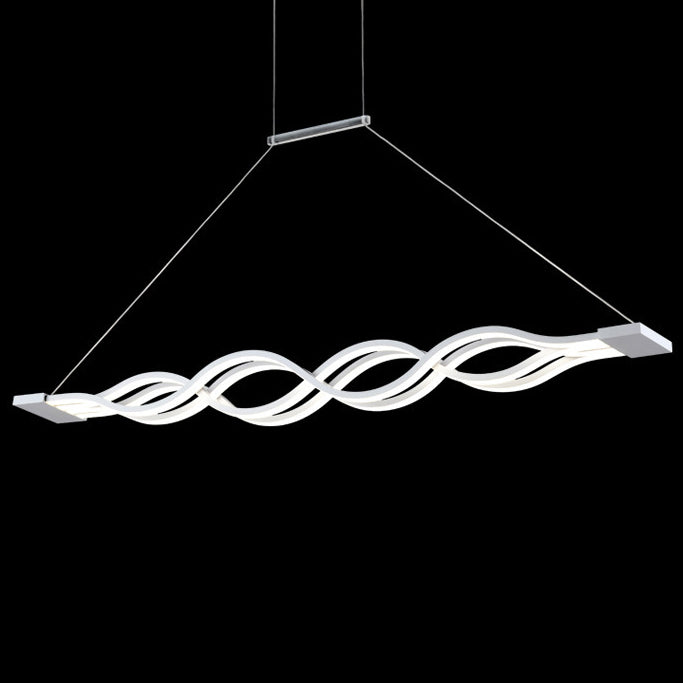Modern Minimalist Double Loop Wave Aluminum Metal Silicone LED Island Light Chandelier for Dining Room BulbSquare