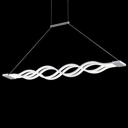 Modern Minimalist Double Loop Wave Aluminum Metal Silicone LED Island Light Chandelier for Dining Room