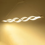 Modern Minimalist Double Loop Wave Aluminum Metal Silicone LED Island Light Chandelier for Dining Room BulbSquare