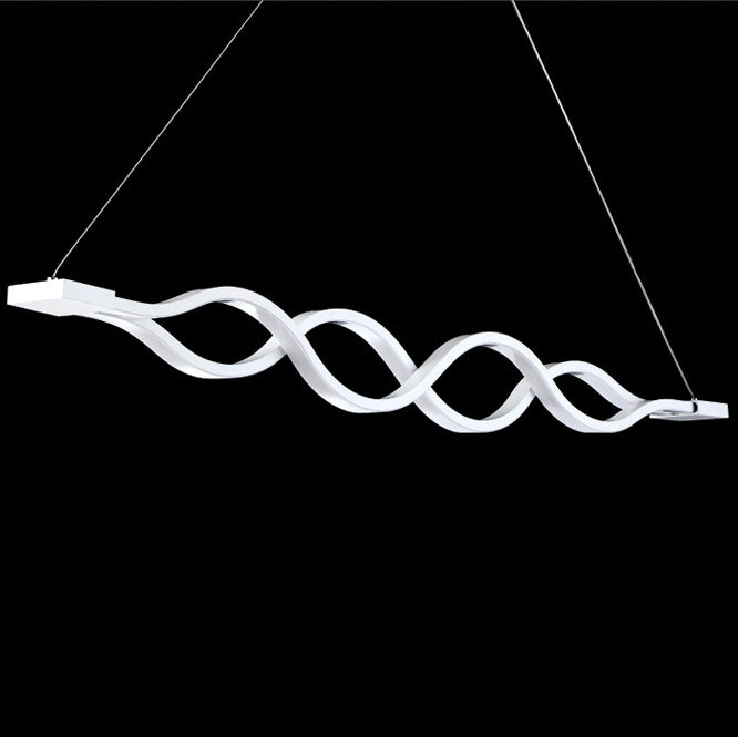 Modern Minimalist Double Loop Wave Aluminum Metal Silicone LED Island Light Chandelier for Dining Room BulbSquare