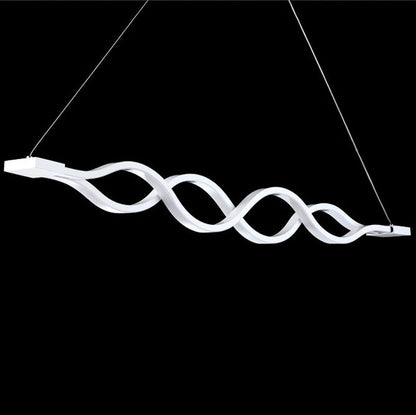 Modern Minimalist Double Loop Wave Aluminum Metal Silicone LED Island Light Chandelier for Dining Room