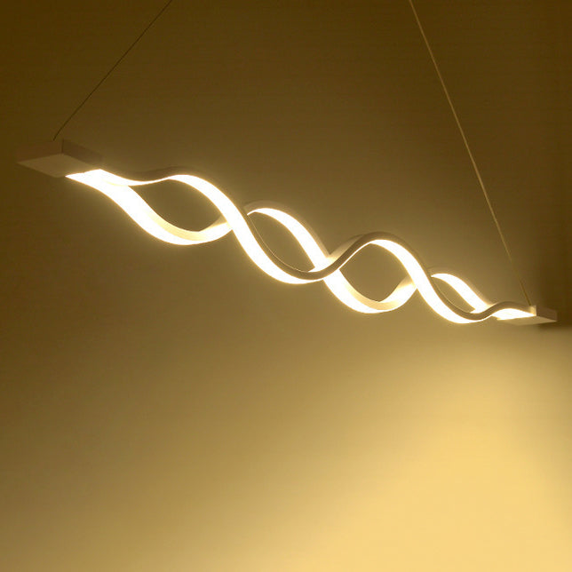 Modern Minimalist Double Loop Wave Aluminum Metal Silicone LED Island Light Chandelier for Dining Room BulbSquare
