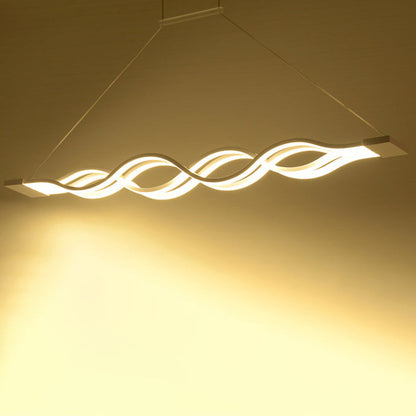 Modern Minimalist Double Loop Wave Aluminum Metal Silicone LED Island Light Chandelier for Dining Room