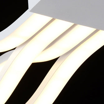 Modern Minimalist Double Loop Wave Aluminum Metal Silicone LED Island Light Chandelier for Dining Room BulbSquare