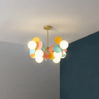 Contemporary Nordic Metal Acrylic Colorful Flower Branch Round Glass Ball 5/6/8/10/12/15 Light Chandelier for Living Room Lumendat