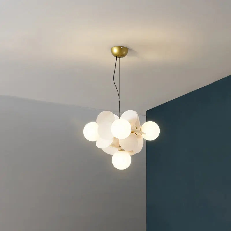 Contemporary Nordic Metal Acrylic Colorful Flower Branch Round Glass Ball 5/6/8/10/12/15 Light Chandelier for Living Room Lumendat