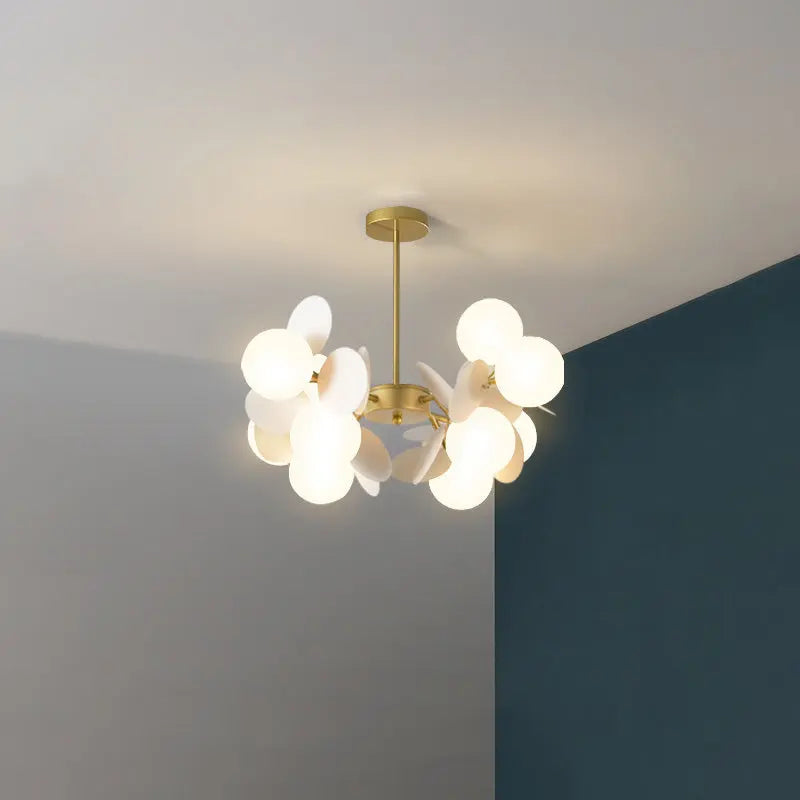 Contemporary Nordic Metal Acrylic Colorful Flower Branch Round Glass Ball 5/6/8/10/12/15 Light Chandelier for Living Room Lumendat
