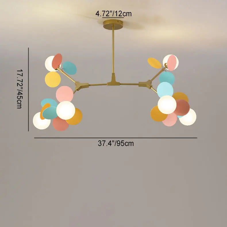 Contemporary Nordic Metal Acrylic Colorful Flower Branch Round Glass Ball 5/6/8/10/12/15 Light Chandelier for Living Room Lumendat