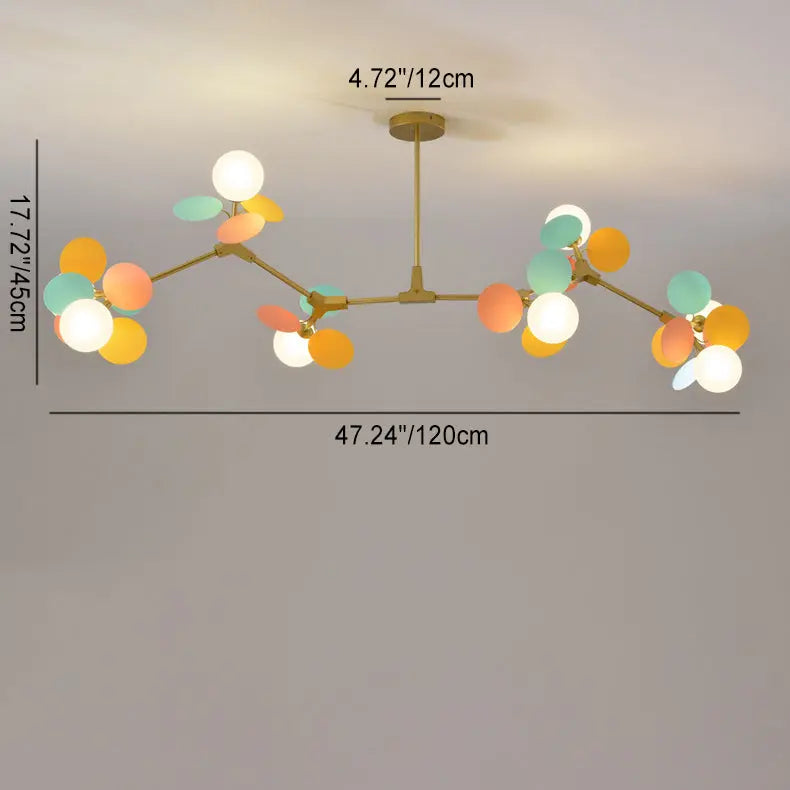 Contemporary Nordic Metal Acrylic Colorful Flower Branch Round Glass Ball 5/6/8/10/12/15 Light Chandelier for Living Room Lumendat