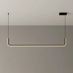 Modern Minimalist Long Strip Metal Aluminum Silica Gel LED Island Light Chandeliers for Dining Room BulbSquare