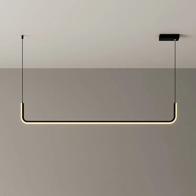 Modern Minimalist Long Strip Metal Aluminum Silica Gel LED Island Light Chandeliers for Dining Room BulbSquare