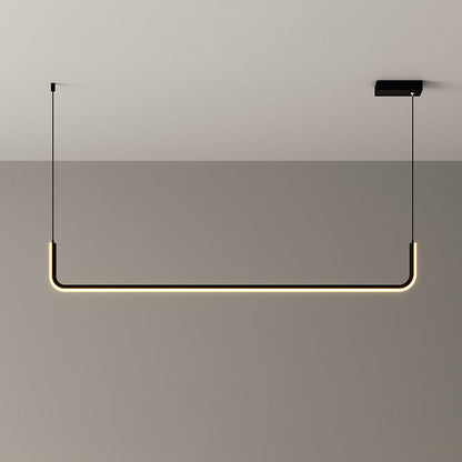 Modern Minimalist Long Strip Metal Aluminum Silica Gel LED Island Light Chandeliers for Dining Room