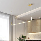 Modern Minimalist Long Strip Metal Aluminum Silica Gel LED Island Light Chandeliers for Dining Room BulbSquare