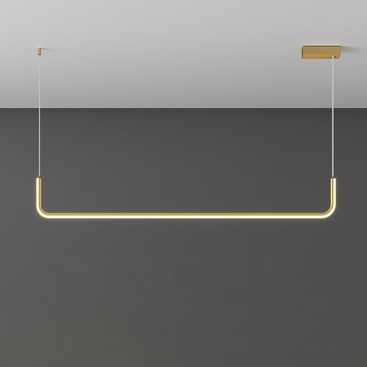 Modern Minimalist Long Strip Metal Aluminum Silica Gel LED Island Light Chandeliers for Dining Room