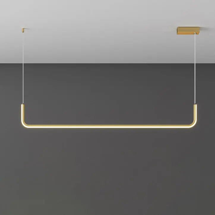 Modern Minimalist Long Strip Metal Aluminum Silica Gel LED Island Light Chandeliers for Dining Room BulbSquare