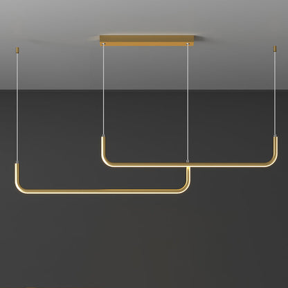 Modern Minimalist Long Strip Metal Aluminum Silica Gel LED Island Light Chandeliers for Dining Room