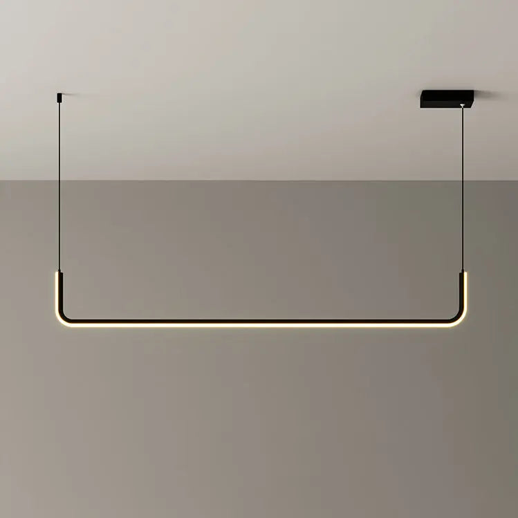 Modern Minimalist Long Strip Metal Aluminum Silica Gel LED Island Light Chandeliers for Dining Room BulbSquare