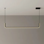 Modern Minimalist Long Strip Metal Aluminum Silica Gel LED Island Light Chandeliers for Dining Room BulbSquare