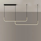 Modern Minimalist Long Strip Metal Aluminum Silica Gel LED Island Light Chandeliers for Dining Room BulbSquare