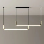 Modern Minimalist Long Strip Metal Aluminum Silica Gel LED Island Light Chandeliers for Dining Room BulbSquare
