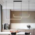 Modern Minimalist Long Strip Metal Aluminum Silica Gel LED Island Light Chandeliers for Dining Room BulbSquare