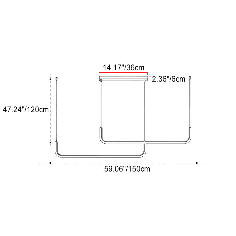 Modern Minimalist Long Strip Metal Aluminum Silica Gel LED Island Light Chandeliers for Dining Room