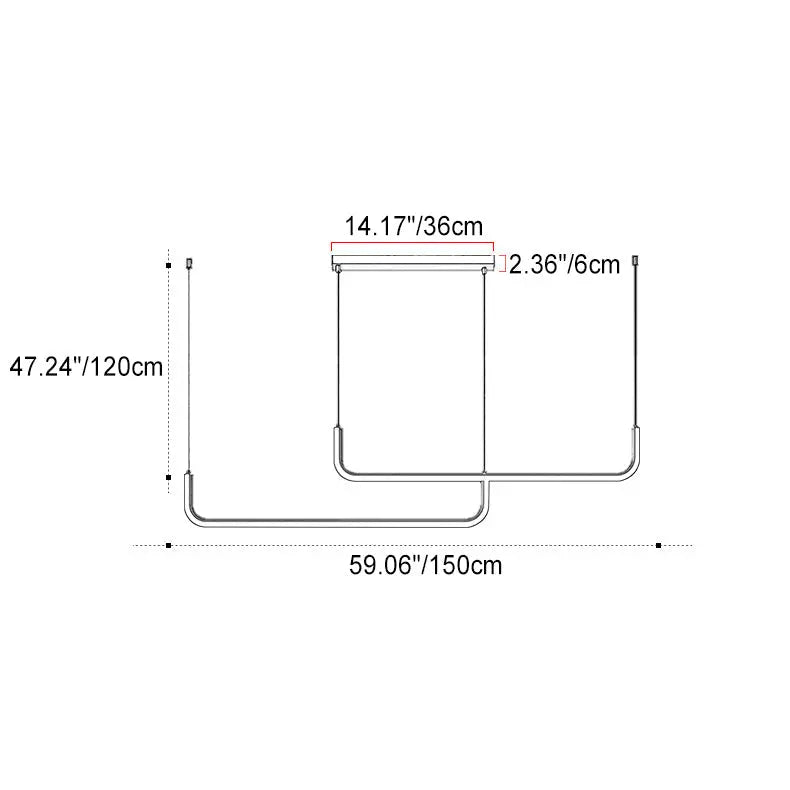 Modern Minimalist Long Strip Metal Aluminum Silica Gel LED Island Light Chandeliers for Dining Room BulbSquare