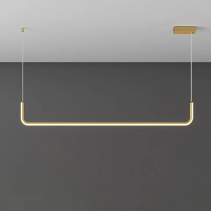 Modern Minimalist Long Strip Metal Aluminum Silica Gel LED Island Light Chandeliers for Dining Room BulbSquare