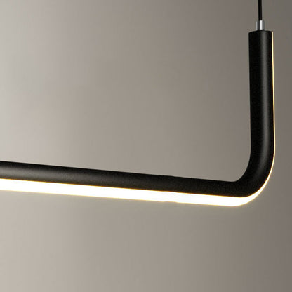 Modern Minimalist Long Strip Metal Aluminum Silica Gel LED Island Light Chandeliers for Dining Room