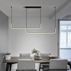 Modern Minimalist Long Strip Metal Aluminum Silica Gel LED Island Light Chandeliers for Dining Room BulbSquare