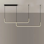 Modern Minimalist Long Strip Metal Aluminum Silica Gel LED Island Light Chandeliers for Dining Room BulbSquare