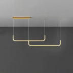 Modern Minimalist Long Strip Metal Aluminum Silica Gel LED Island Light Chandeliers for Dining Room BulbSquare
