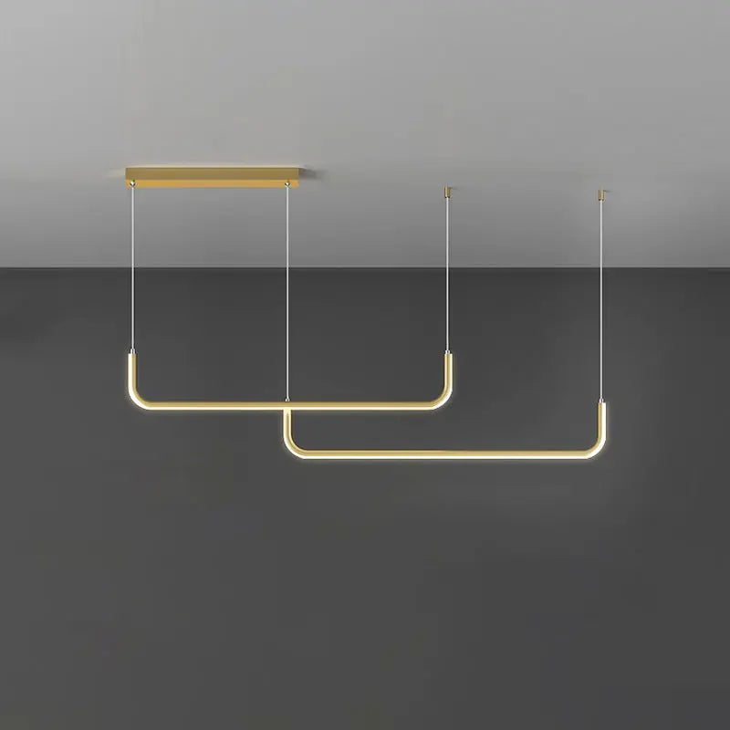 Modern Minimalist Long Strip Metal Aluminum Silica Gel LED Island Light Chandeliers for Dining Room BulbSquare