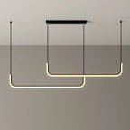 Modern Minimalist Long Strip Metal Aluminum Silica Gel LED Island Light Chandeliers for Dining Room BulbSquare