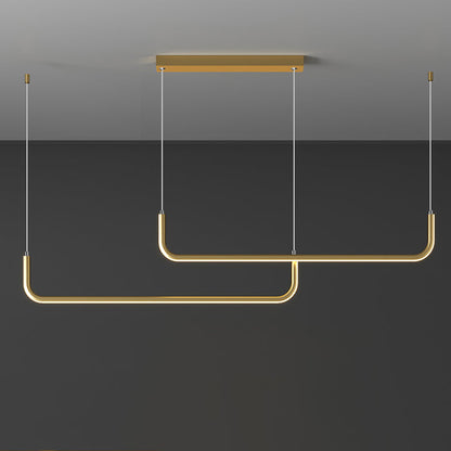 Modern Minimalist Long Strip Metal Aluminum Silica Gel LED Island Light Chandeliers for Dining Room