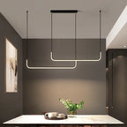 Modern Minimalist Long Strip Metal Aluminum Silica Gel LED Island Light Chandeliers for Dining Room BulbSquare