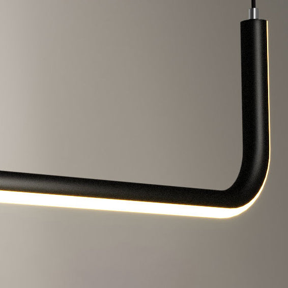 Modern Minimalist Long Strip Metal Aluminum Silica Gel LED Island Light Chandeliers for Dining Room