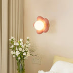 Contemporary Nordic Flower Wood Resin 1-Light Wall Sconce Lamp For Living Room