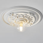 Traditional French Handmade Round Relief Resin Glass 1-Light Flush Mount Ceiling Light For Hallway Lumendat