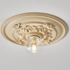 Traditional French Handmade Round Relief Resin Glass 1-Light Flush Mount Ceiling Light For Hallway Lumendat