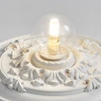 Traditional French Handmade Round Relief Resin Glass 1-Light Flush Mount Ceiling Light For Hallway Lumendat