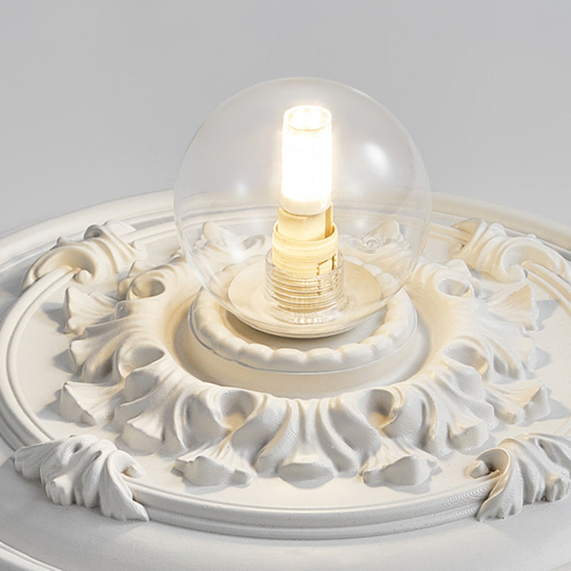Traditional French Handmade Round Relief Resin Glass 1-Light Flush Mount Ceiling Light For Hallway Lumendat
