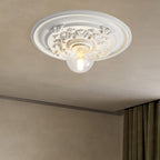 Traditional French Handmade Round Relief Resin Glass 1-Light Flush Mount Ceiling Light For Hallway Lumendat
