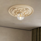 Traditional French Handmade Round Relief Resin Glass 1-Light Flush Mount Ceiling Light For Hallway Lumendat