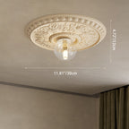 Traditional French Handmade Round Relief Resin Glass 1-Light Flush Mount Ceiling Light For Hallway Lumendat
