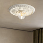 Traditional French Handmade Round Relief Resin Glass 1-Light Flush Mount Ceiling Light For Hallway Lumendat