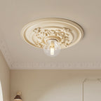 Traditional French Handmade Round Relief Resin Glass 1-Light Flush Mount Ceiling Light For Hallway Lumendat