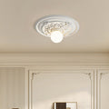 Traditional French Handmade Round Relief Resin Glass 1-Light Flush Mount Ceiling Light For Hallway Lumendat